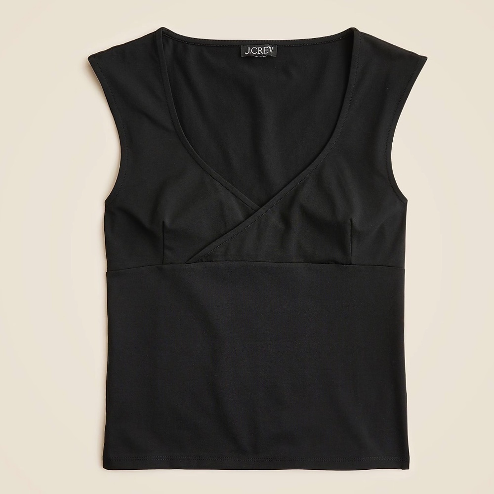 J Crew Black Stretch Cotton Cap Sleeve Shirt Size Medium